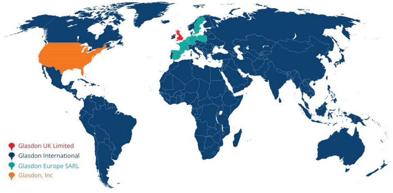 Glasdon Group Limited company map of the world